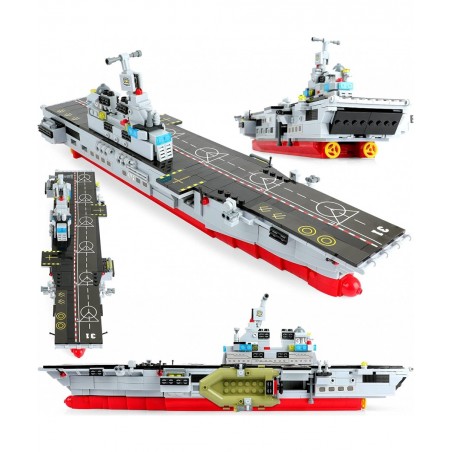 1161 Pieces Aircraft Carrier Building Blocks Set 13 in 1 Military Battleship Model Building Toy Kit with Armored Tank Fighter...