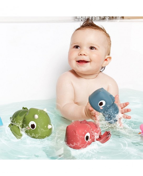 3pcs Baby Bath Toys Floating Wind-up Dinosaurs Swimming Pool Games Cute Kid Bathtub Toys for Toddlers 3 4 5 6 +Years Old Boys...