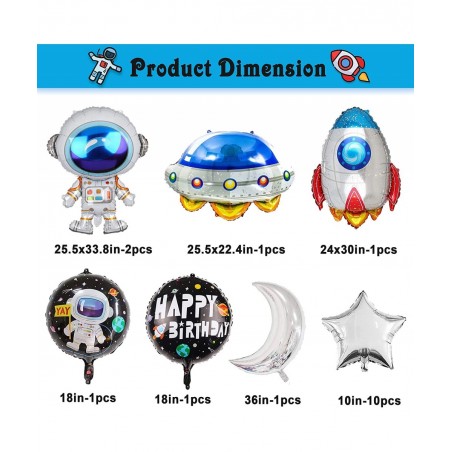 17Pcs Astronaut Spaceman Foil Balloons Rocket Airship Star Moon Balloons Helium Balloons Space Galaxy Themed Party Supplies H...