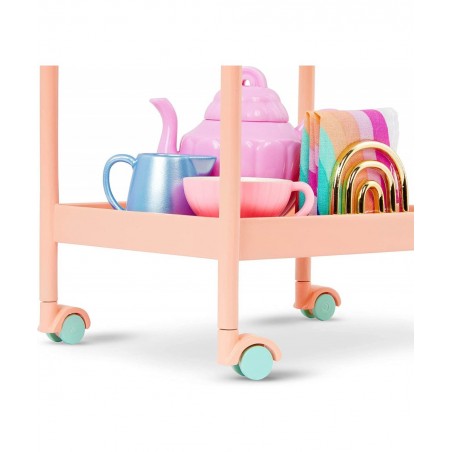 – Rolling Tea Cart Playset – Table & Chairs Furniture Teapot Party Play Food – 14-inch Doll Accessories – Toys for Kids Ages ...