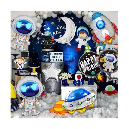 17Pcs Astronaut Spaceman Foil Balloons Rocket Airship Star Moon Balloons Helium Balloons Space Galaxy Themed Party Supplies H...