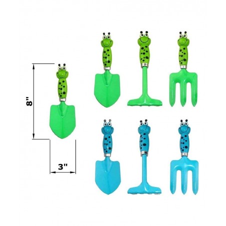 MTB Gardening Tool Sets Frog Handle Pack of 2 Sets (Blue+ Green) Kids Garden Tool Set Kit Beach Sand Play Tool Sandbox and So...