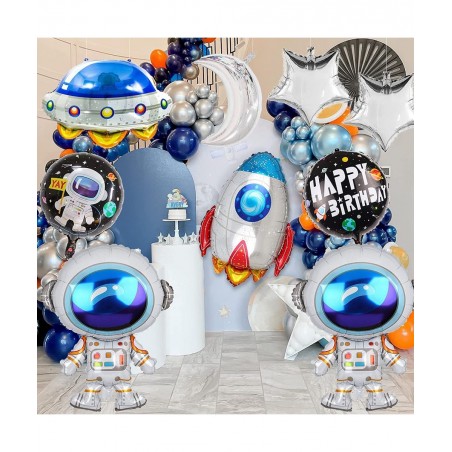 17Pcs Astronaut Spaceman Foil Balloons Rocket Airship Star Moon Balloons Helium Balloons Space Galaxy Themed Party Supplies H...
