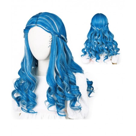 Colored Blue mix Grey Cosplay Wig with Face Sticker for Girls Addison+Wig Cap $39.35 Kids' Dress-Up Accessories
