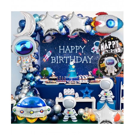 17Pcs Astronaut Spaceman Foil Balloons Rocket Airship Star Moon Balloons Helium Balloons Space Galaxy Themed Party Supplies H...