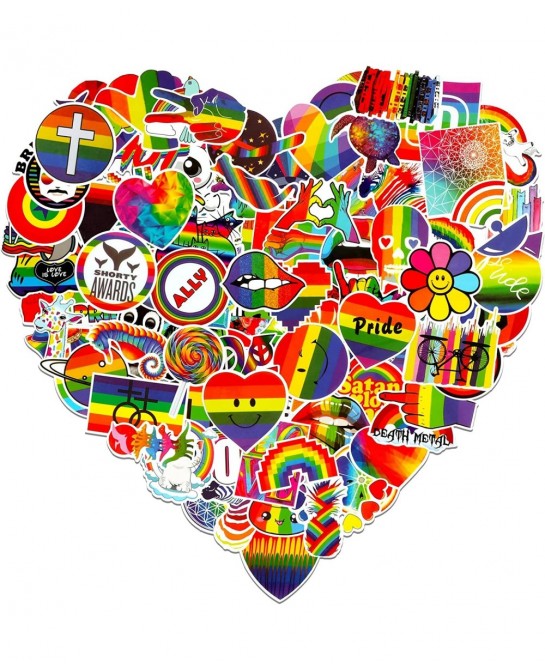 100 Pieces Rainbow Stickers for Kids Pride Stickers for Water Bottles Laptop Decoration Waterproof LGBTQ Stickers Bright Tech...