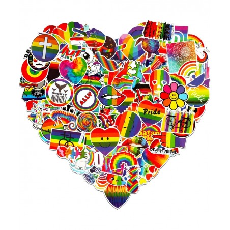 100 Pieces Rainbow Stickers for Kids Pride Stickers for Water Bottles Laptop Decoration Waterproof LGBTQ Stickers Bright Tech...