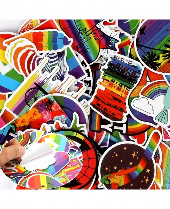 100 Pieces Rainbow Stickers for Kids Pride Stickers for Water Bottles Laptop Decoration Waterproof LGBTQ Stickers Bright Tech...