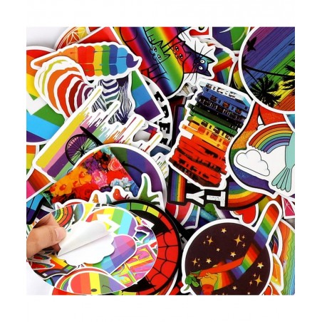 100 Pieces Rainbow Stickers for Kids Pride Stickers for Water Bottles Laptop Decoration Waterproof LGBTQ Stickers Bright Tech...