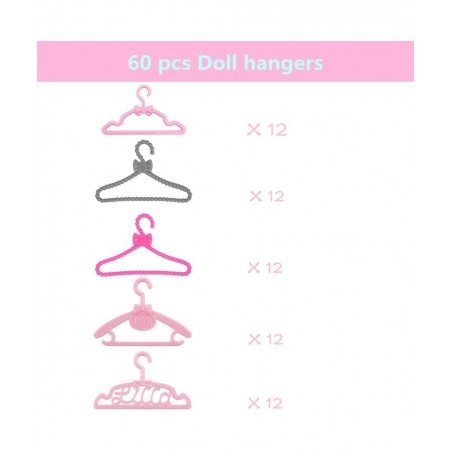 60 Pcs Mini Doll Clothes Hangers Plastic Mixed Little Hangers Doll Clothes Accessories for 11.5 inch Doll $16.60 Doll Accesso...
