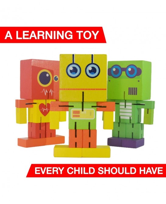 Wooden Robot Toy cubebot Toy cubebot Cube Toy Puzzle cubebot Micro Stacking Wood Robots Fidget Bots Wooden Robot Puzzle Toy R...