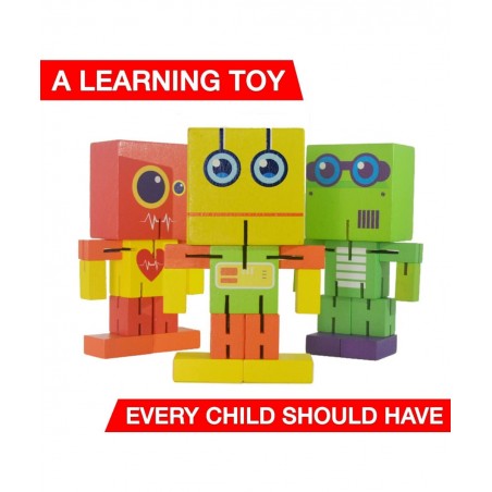 Wooden Robot Toy cubebot Toy cubebot Cube Toy Puzzle cubebot Micro Stacking Wood Robots Fidget Bots Wooden Robot Puzzle Toy R...