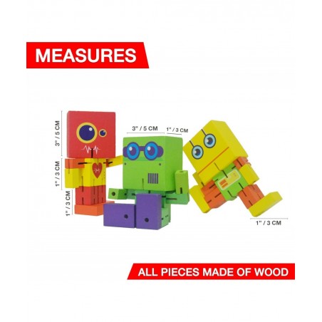 Wooden Robot Toy cubebot Toy cubebot Cube Toy Puzzle cubebot Micro Stacking Wood Robots Fidget Bots Wooden Robot Puzzle Toy R...