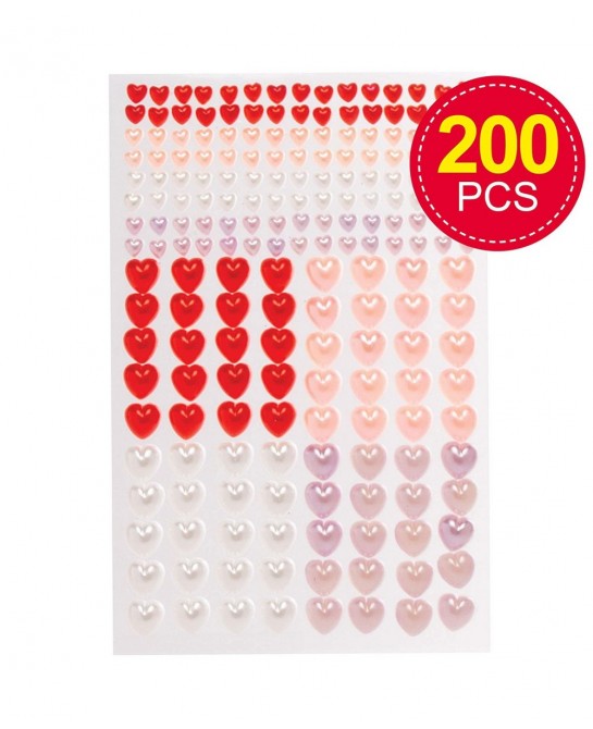 AT408 Heart Self-Adhesive Pearls - Pack of 200 Assorted Jewel Sticker Craft Embellishments for Kids Arts and Crafts Decoratin...