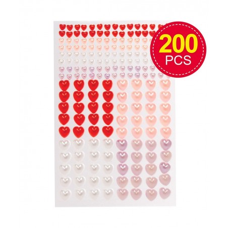 AT408 Heart Self-Adhesive Pearls - Pack of 200 Assorted Jewel Sticker Craft Embellishments for Kids Arts and Crafts Decoratin...