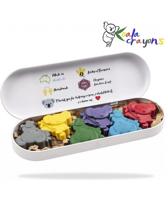 Beeswax Crayons - Mess Free Coloring For Toddlers - Crayons For Toddlers Ages 2-4 - 6 Vibrant Koalas - Gifts For Kids- Washab...