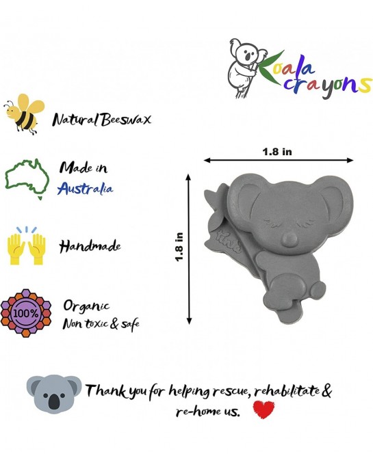 Beeswax Crayons - Mess Free Coloring For Toddlers - Crayons For Toddlers Ages 2-4 - 6 Vibrant Koalas - Gifts For Kids- Washab...
