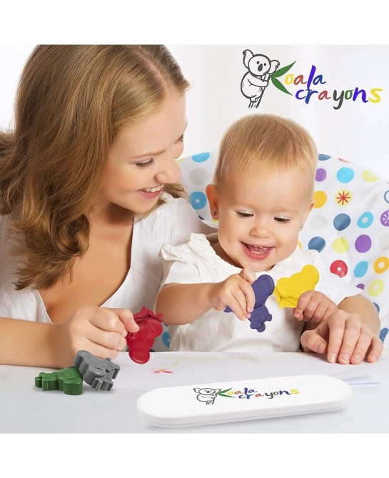 Beeswax Crayons - Mess Free Coloring For Toddlers - Crayons For Toddlers Ages 2-4 - 6 Vibrant Koalas - Gifts For Kids- Washab...
