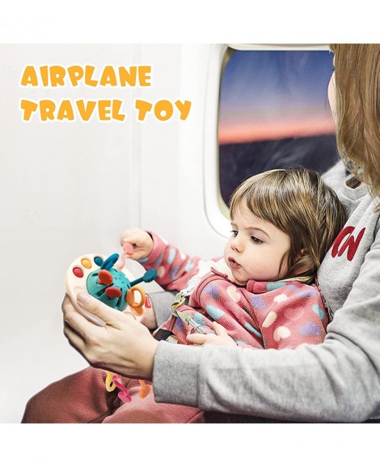 Toddler Travel Toys Montessori Toys for Babies 6-12 Months Food-Grade Silicone Pull String Sensory Toys Teething Toys for Bab...