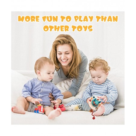 Toddler Travel Toys Montessori Toys for Babies 6-12 Months Food-Grade Silicone Pull String Sensory Toys Teething Toys for Bab...