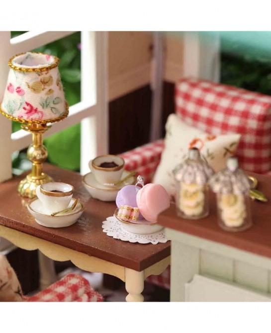 Wooden Dollhouse Miniatures DIY House Kit with Led Light and Dust Cover-Paris Coffee & Cake Shop $109.95 Dollhouses