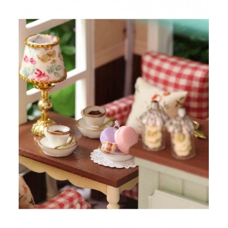 Wooden Dollhouse Miniatures DIY House Kit with Led Light and Dust Cover-Paris Coffee & Cake Shop $109.95 Dollhouses