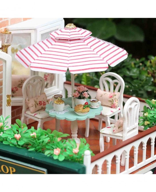 Wooden Dollhouse Miniatures DIY House Kit with Led Light and Dust Cover-Paris Coffee & Cake Shop $109.95 Dollhouses