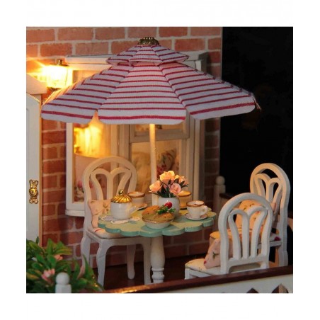 Wooden Dollhouse Miniatures DIY House Kit with Led Light and Dust Cover-Paris Coffee & Cake Shop $109.95 Dollhouses