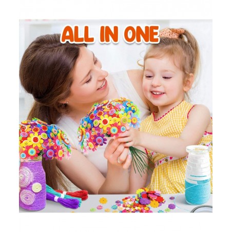 GoodyKing Flower Craft Kit for Kids - Art and Craft Make Your Own Button Felt Flowers Vase Project for Boys and Girls - Schoo...