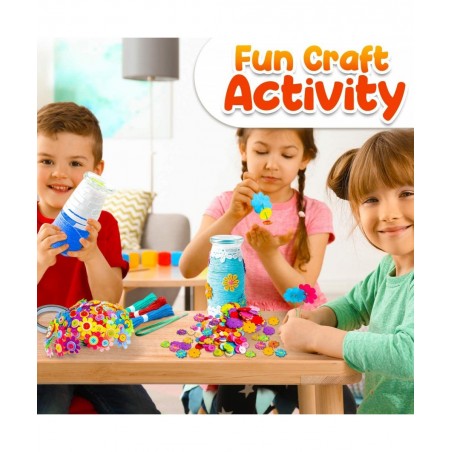 GoodyKing Flower Craft Kit for Kids - Art and Craft Make Your Own Button Felt Flowers Vase Project for Boys and Girls - Schoo...