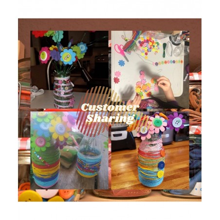 GoodyKing Flower Craft Kit for Kids - Art and Craft Make Your Own Button Felt Flowers Vase Project for Boys and Girls - Schoo...