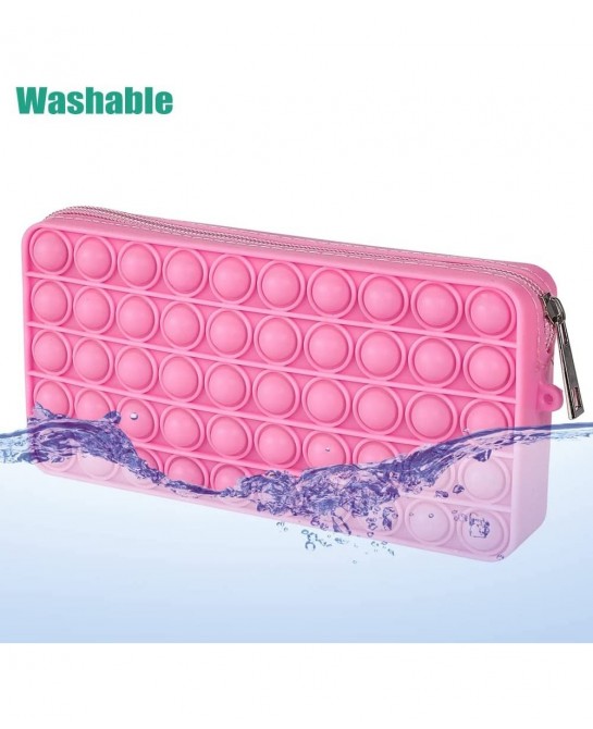 Silicone Pops Bubble Pencil Case Purpe Shoulder Wallet Bag Sensory Fidget Toy Funny Game Soft Squeeze Toy (Big Pink) $15.12 F...