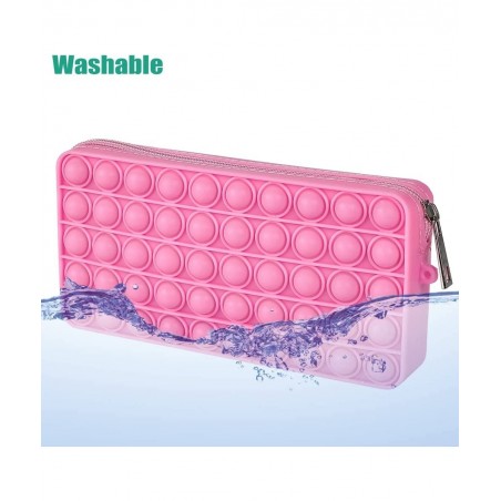 Silicone Pops Bubble Pencil Case Purpe Shoulder Wallet Bag Sensory Fidget Toy Funny Game Soft Squeeze Toy (Big Pink) $15.12 F...