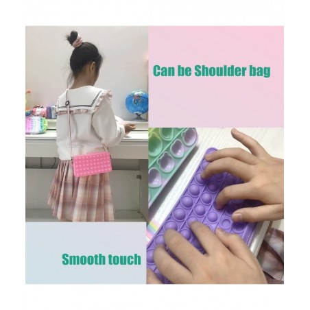 Silicone Pops Bubble Pencil Case Purpe Shoulder Wallet Bag Sensory Fidget Toy Funny Game Soft Squeeze Toy (Big Pink) $15.12 F...