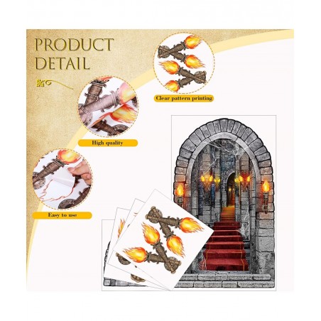 13 Pieces Medieval Party Decorations Scene Setter Set Castle Including Window Torch Plastic Brick Tablecloth Knight Themed fo...