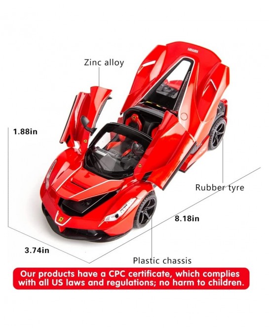 1/22 Compatible for Ferrari Car Model Pull Back Car with Sound and Light for Kids Boy Girl Vehicles Diecast Cars Model(Red) $...