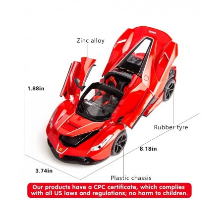 1/22 Compatible for Ferrari Car Model Pull Back Car with Sound and Light for Kids Boy Girl Vehicles Diecast Cars Model(Red) $...