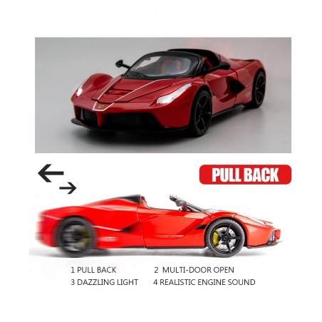 1/22 Compatible for Ferrari Car Model Pull Back Car with Sound and Light for Kids Boy Girl Vehicles Diecast Cars Model(Red) $...