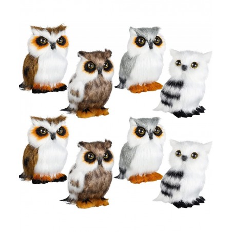 8 Pieces Mini Stuffed Owl Plush Toy 3.2 Inch Soft Owl Stuffed Animal Gray Snowy Owl Plush White Owl Decor for Christmas Holid...