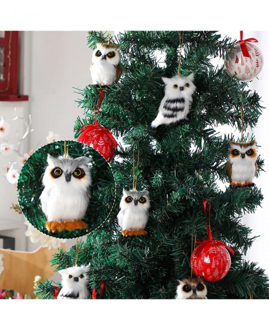 8 Pieces Mini Stuffed Owl Plush Toy 3.2 Inch Soft Owl Stuffed Animal Gray Snowy Owl Plush White Owl Decor for Christmas Holid...