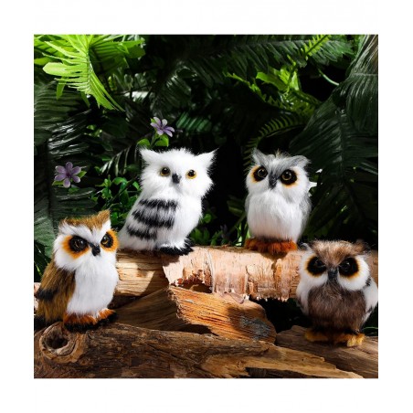 8 Pieces Mini Stuffed Owl Plush Toy 3.2 Inch Soft Owl Stuffed Animal Gray Snowy Owl Plush White Owl Decor for Christmas Holid...
