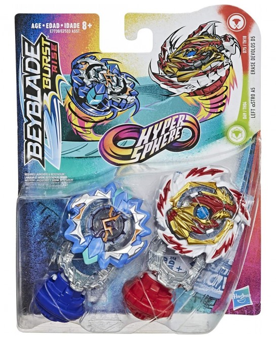 Burst Rise Hypersphere Dual Pack Erase Devolos D5 and Left Astro A5 -- 2 Left-Spin Battling Top Toys Ages 8 and Up $37.22 Gam...
