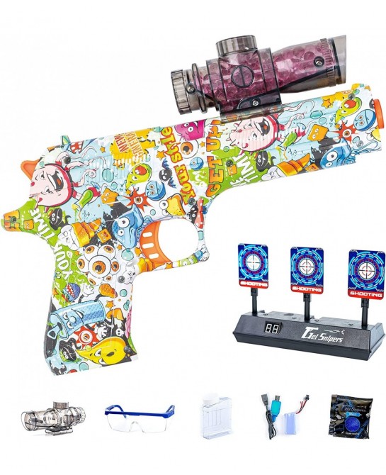 Electric Toy Gun - Full Kit with Electronic Digital Scoring Target 10 000 Water Beads Ammo Gels Rechargeable Battery Outdoor ...