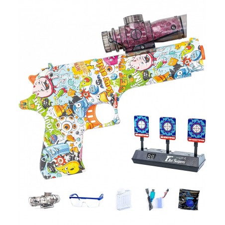 Electric Toy Gun - Full Kit with Electronic Digital Scoring Target 10 000 Water Beads Ammo Gels Rechargeable Battery Outdoor ...