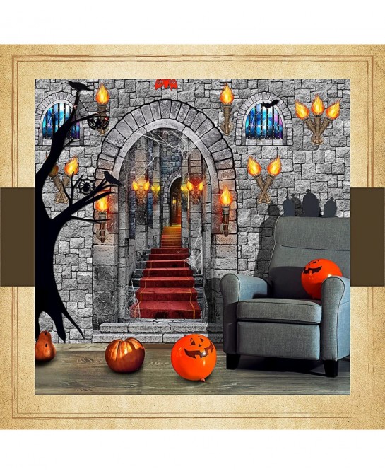 13 Pieces Medieval Party Decorations Scene Setter Set Castle Including Window Torch Plastic Brick Tablecloth Knight Themed fo...