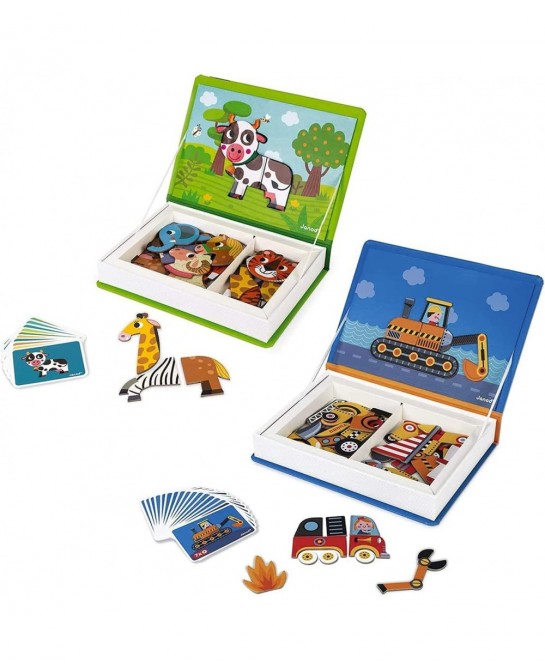 MagnitiBook 2 Pack - Magnetic Animal Mix and Match and Magnetic Racer Vehicles - 110 Piece Set - Magnetic Learning Game for C...