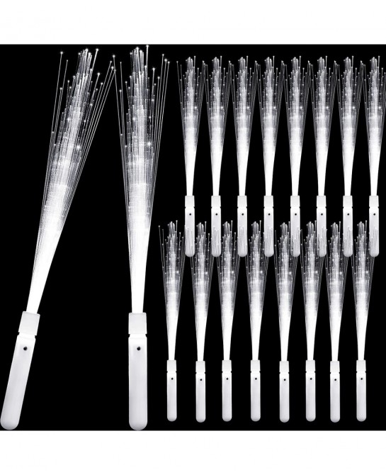 Fiber Optic Wand Led White Glow Sticks Magic Wedding Wand Long Glow Sticks for Wedding Light up Fiber Optic Stick with 3 Ligh...