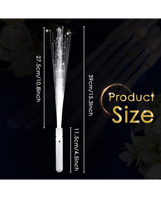 Fiber Optic Wand Led White Glow Sticks Magic Wedding Wand Long Glow Sticks for Wedding Light up Fiber Optic Stick with 3 Ligh...