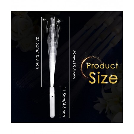 Fiber Optic Wand Led White Glow Sticks Magic Wedding Wand Long Glow Sticks for Wedding Light up Fiber Optic Stick with 3 Ligh...