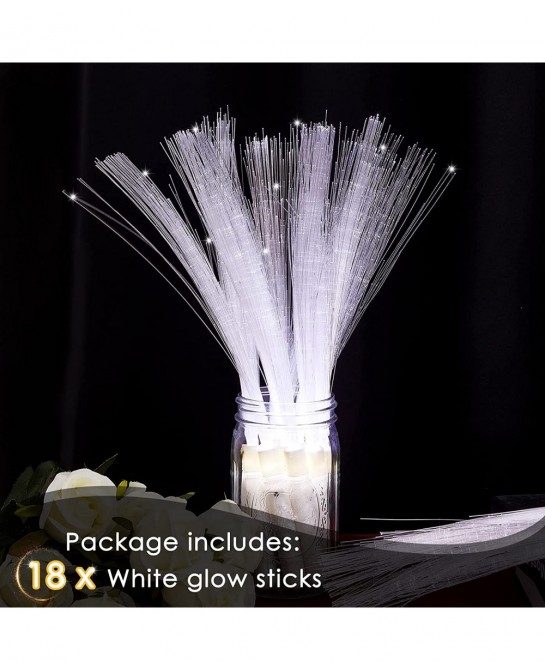 Fiber Optic Wand Led White Glow Sticks Magic Wedding Wand Long Glow Sticks for Wedding Light up Fiber Optic Stick with 3 Ligh...